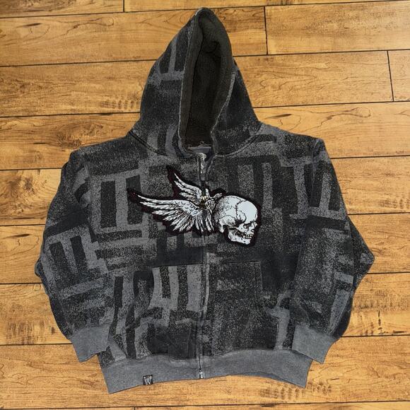 Vintage Y2K Styled Full Zip Hoodie Gray Large 21x21 - Picture 1 of 4